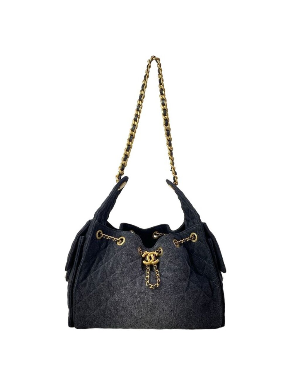 Chanel Shoulder Bag 25 Small Black Dark Gray